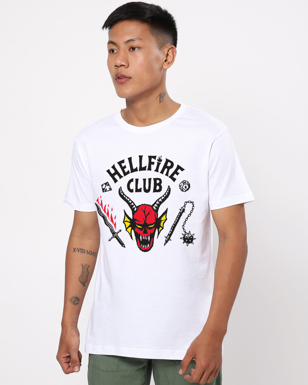 Shop Men's White Hell Fire Club Graphic Printed T-shirt-Back