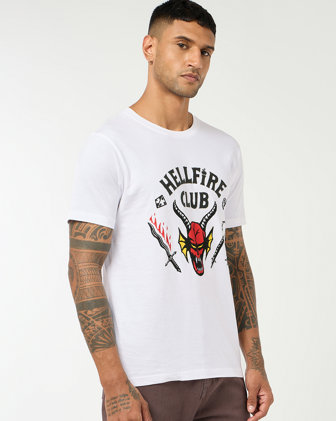 Shop Men's White Hell Fire Club Graphic Printed T-shirt-Back