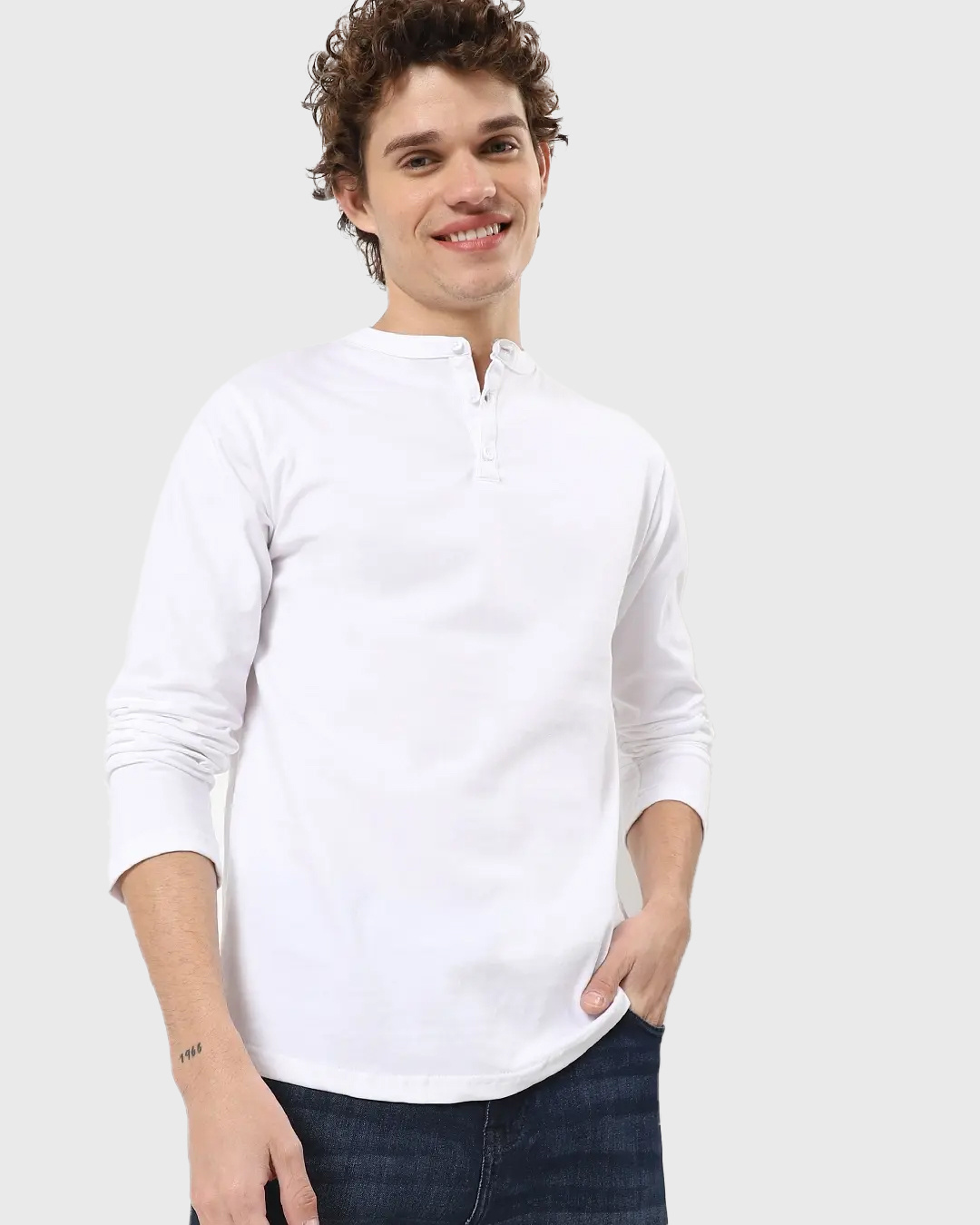 White Henley T Shirt
 Buy Men s White Henley T shirt line at Bewakoof