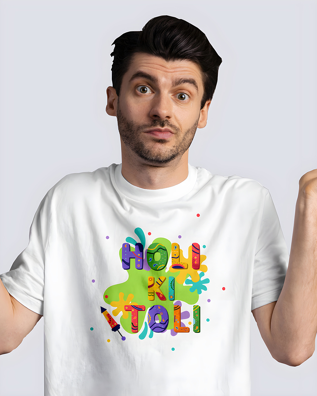 Shop Men's White Holi Ki Toli Cotton T-shirt-Back