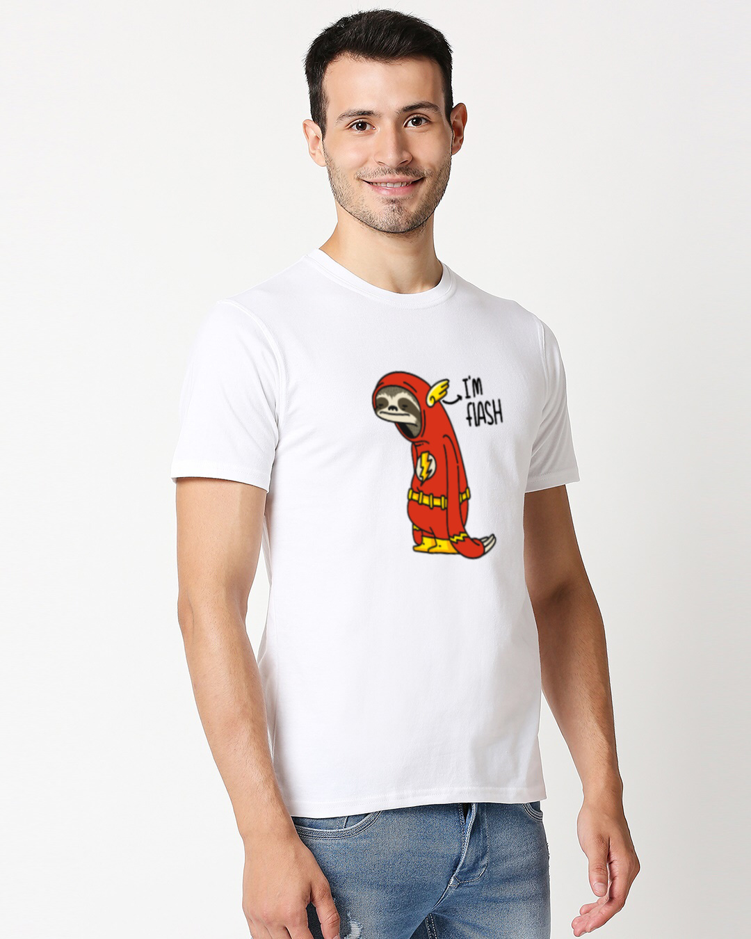 Shop Men's White I'm Flash Cotton T-shirt-Back