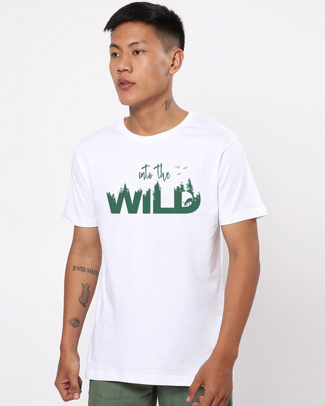 Shop Men's White Into The Wild Graphic Printed T-shirt-Back