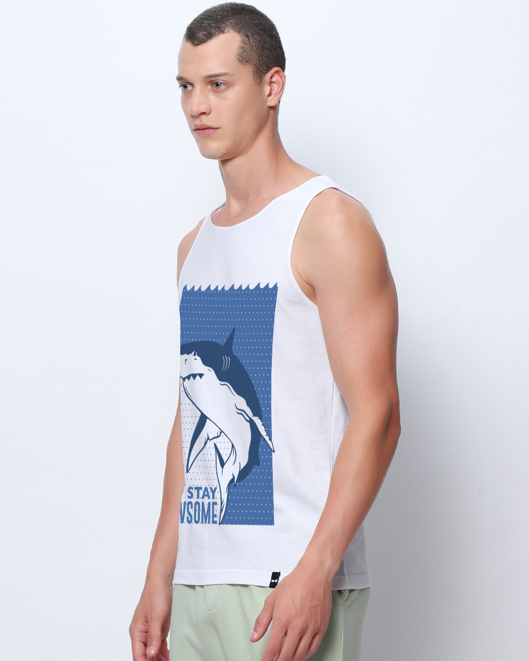 Shop Men's White Jawsome Graphic Printed Vest-Back