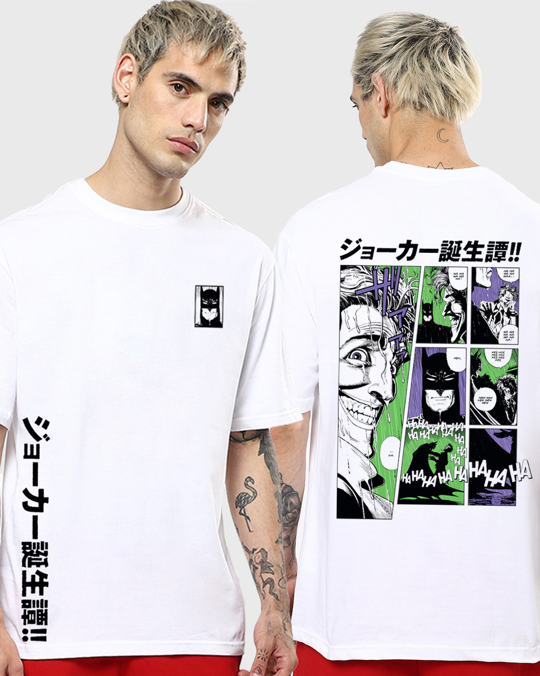 Buy Men's White Joker X Batman Manga Graphic Printed Oversized T-shirt ...