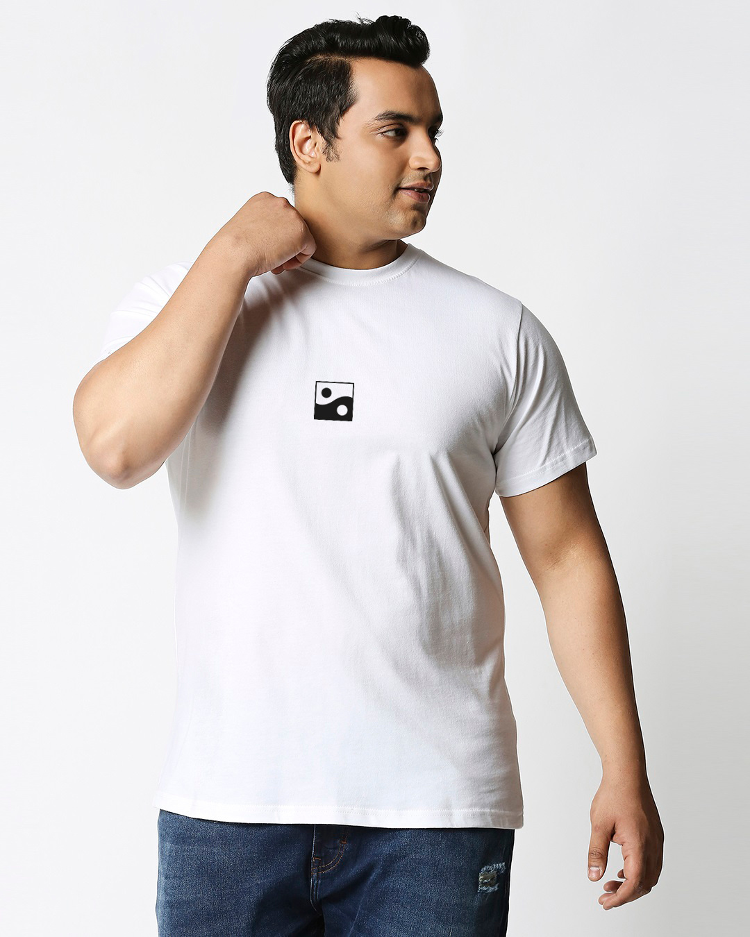 Shop Men's White Karma Circles Typography Plus Size T-shirt-Back