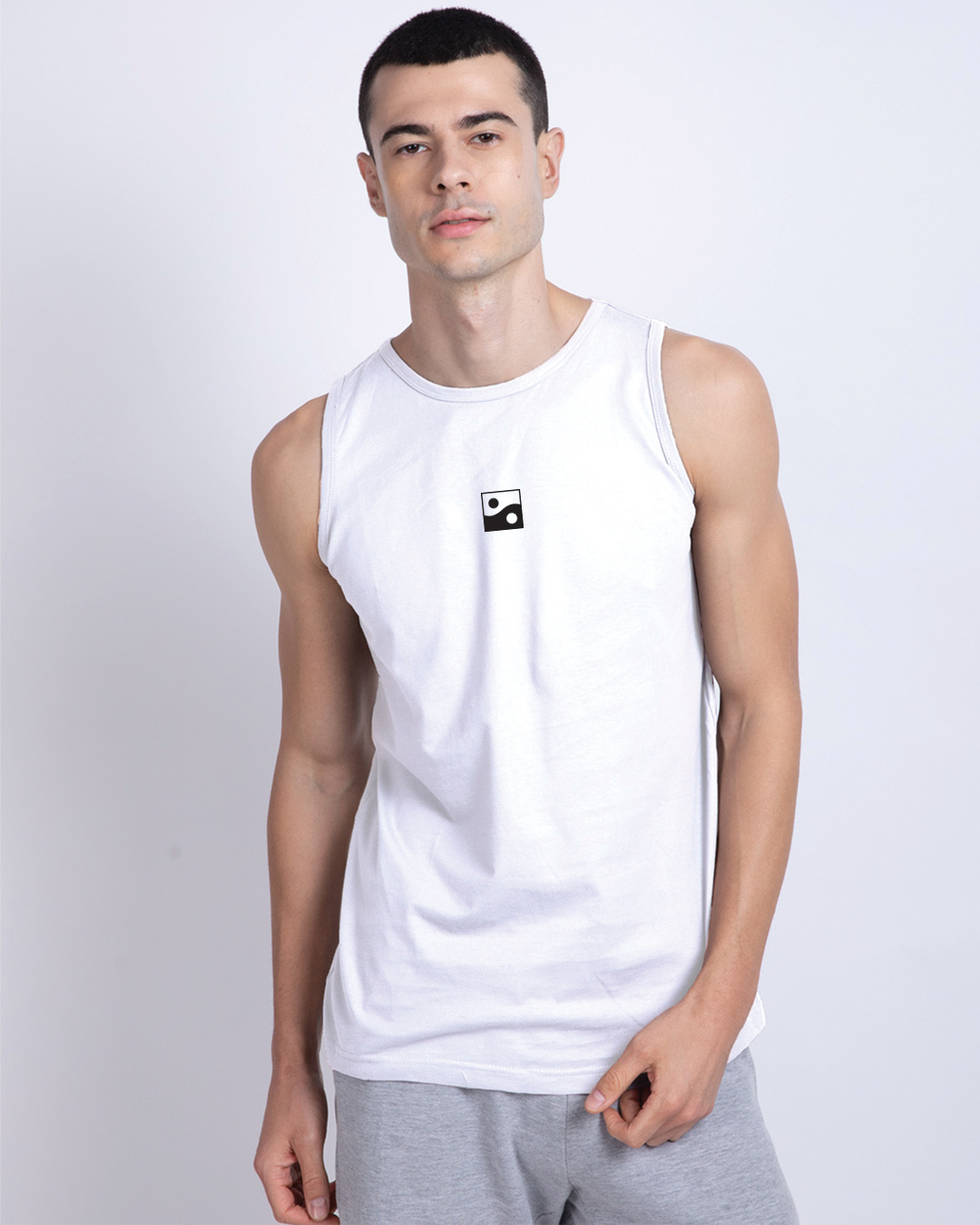 Shop Men's White Karma Circles Typography Vest-Back