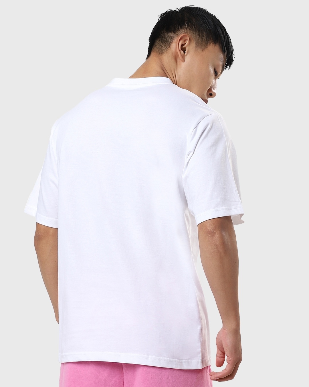 Shop Men's White Kawaii Tanjiro Graphic Printed Oversized T-shirt-Back