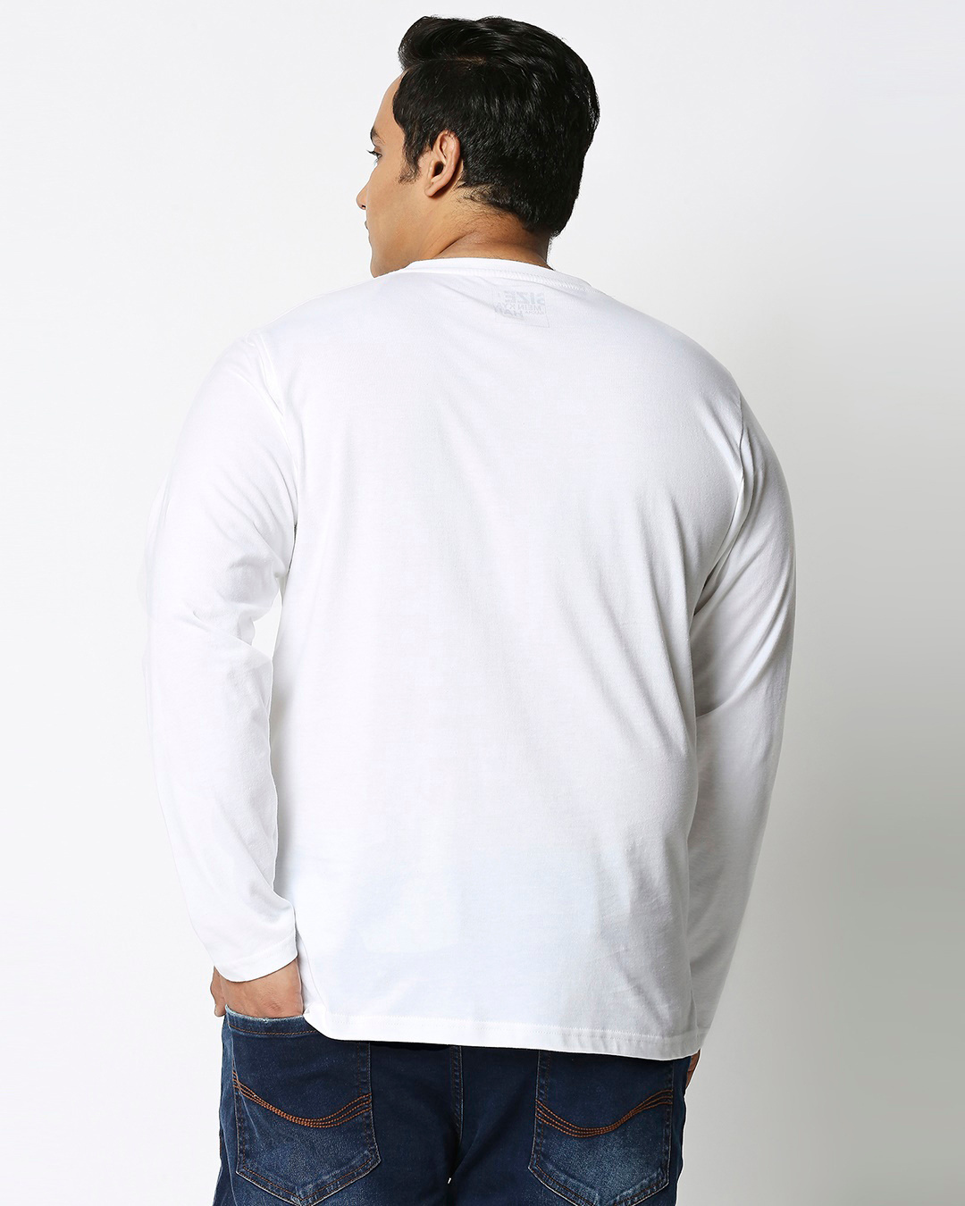 Shop Men's White Keep Listening Typography Plus Size T-shirt-Back