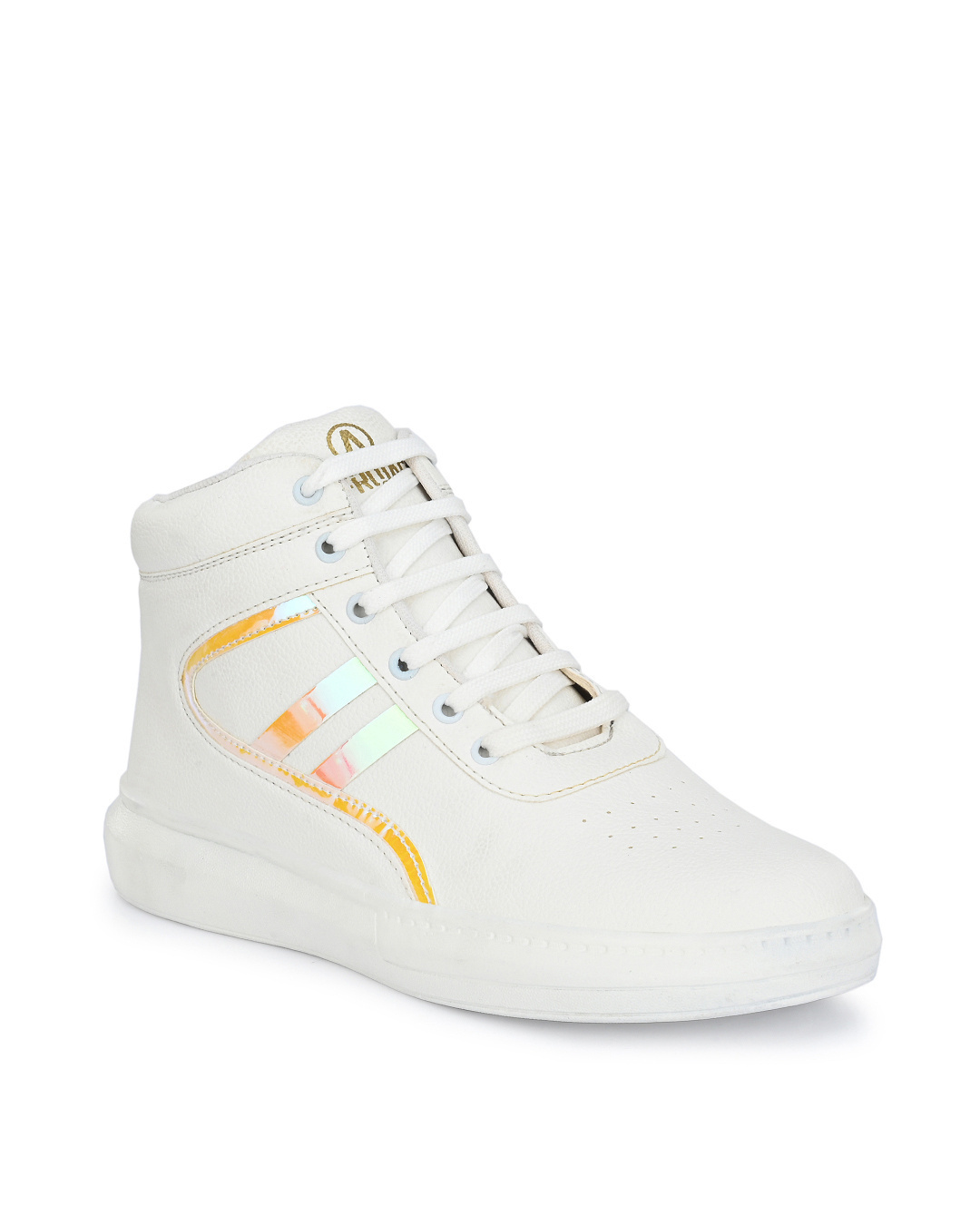 Shop Men's White Lace-Ups High Top Sneakers-Back