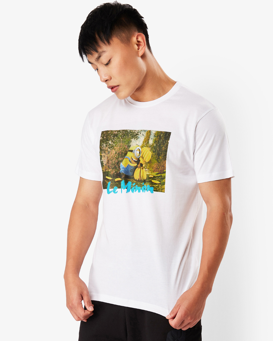 Shop Men's White Le Minion Graphic Printed T-shirt-Back