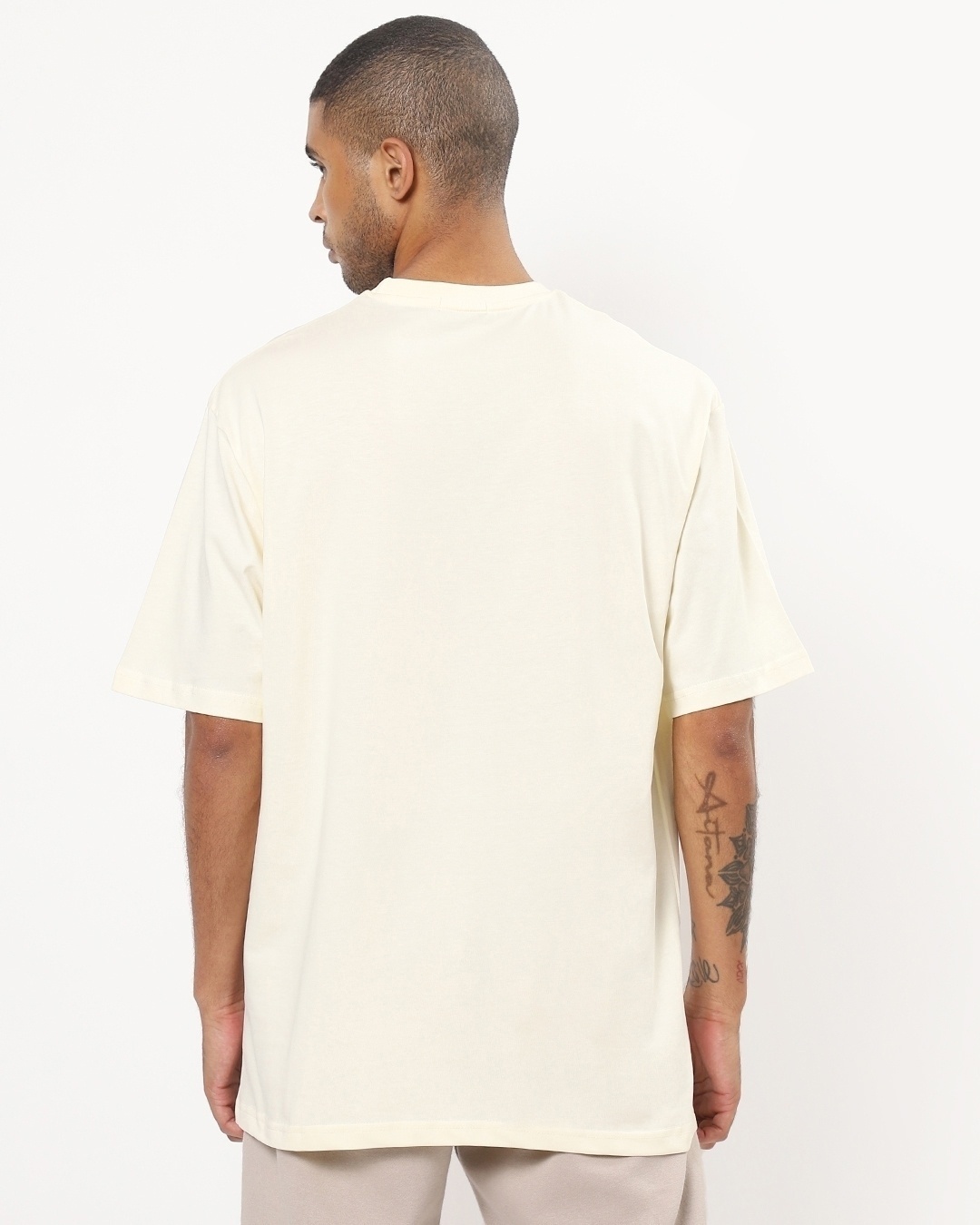 Shop Men's White List of Things Typography Oversized T-shirt-Back