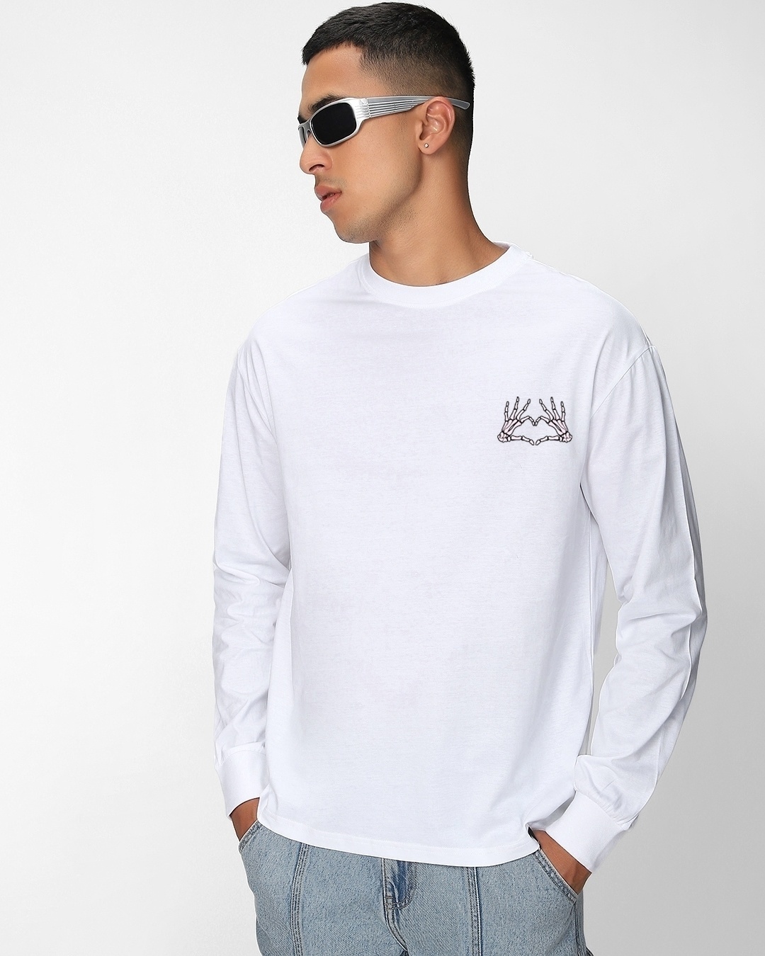 Shop Men's White Living Cool Graphic Printed Oversized T-shirt-Back
