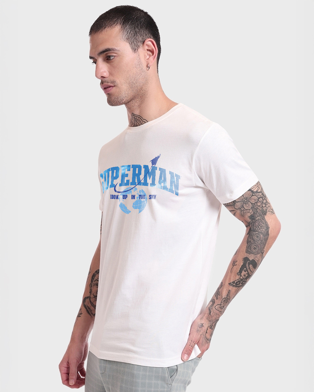 Shop Men's White Lookup Graphic Printed T-shirt-Back