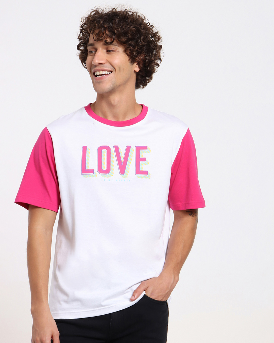 Shop Men's White Love Pride Oversized T-shirt-Back