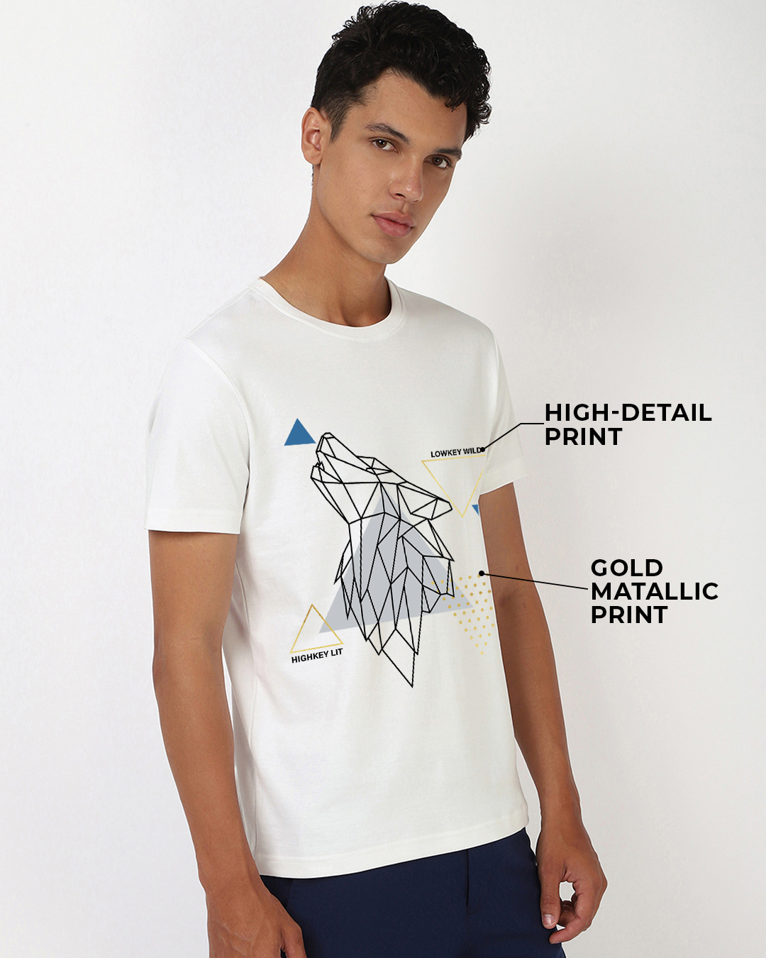 Shop Men's White Low Key Wild Graphic Printed T-shirt-Back