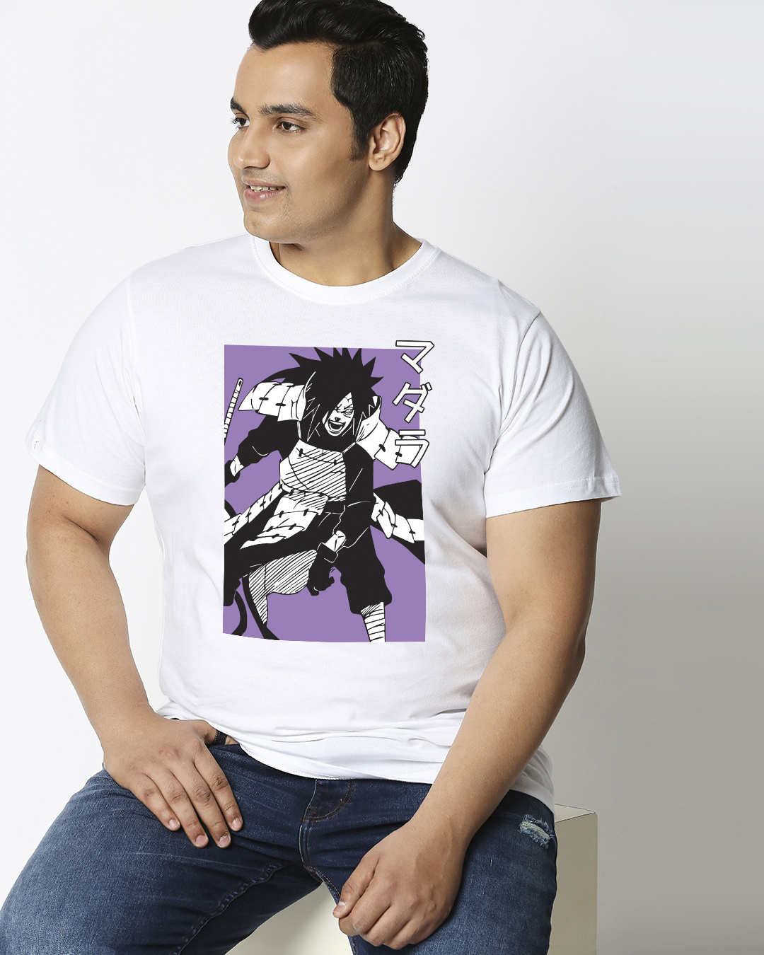 Buy Men's White Madara Graphic Printed Plus Size T-shirt for Men White ...