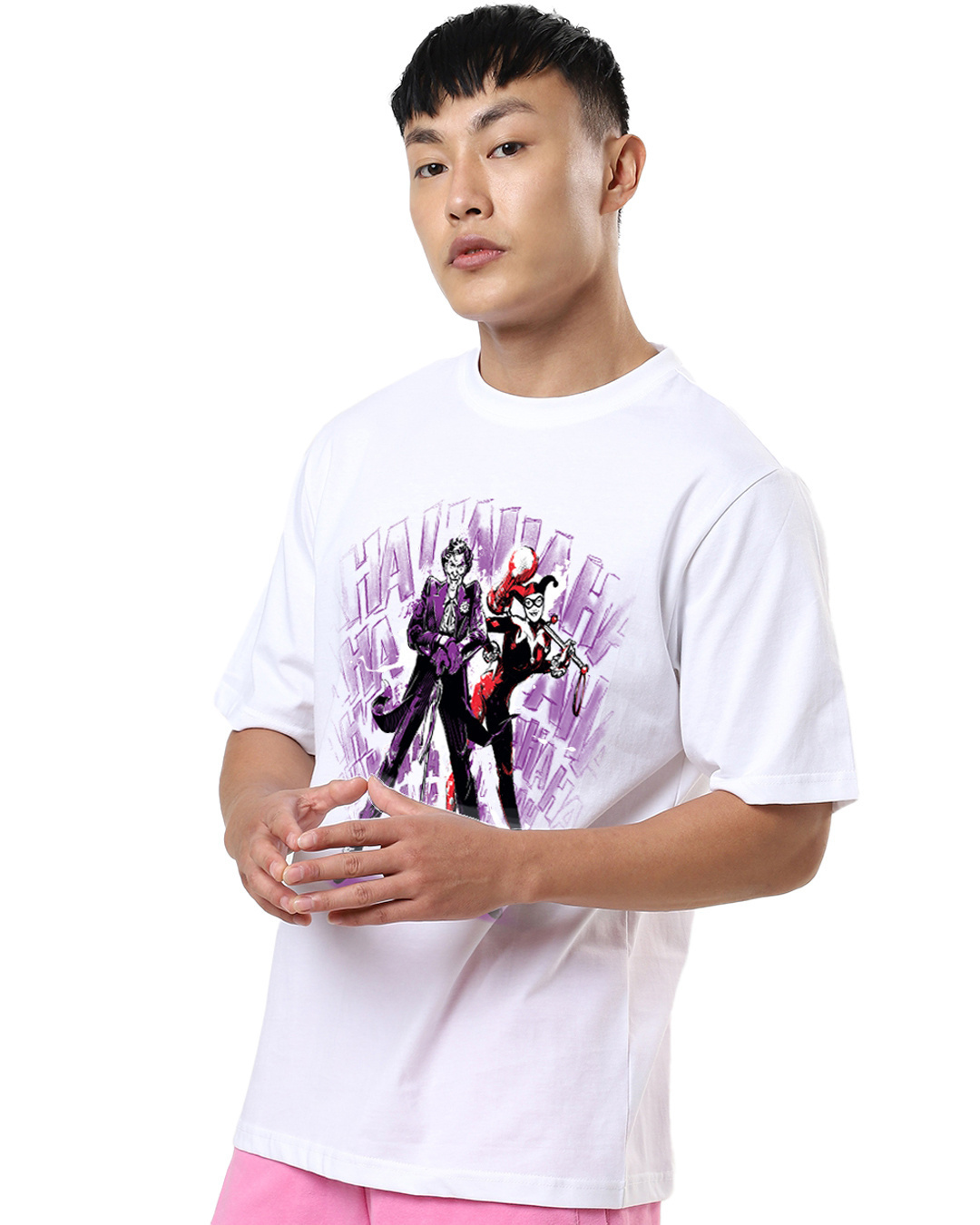 Shop Men's White Maniac Duo Graphic Printed Oversized T-shirt-Back