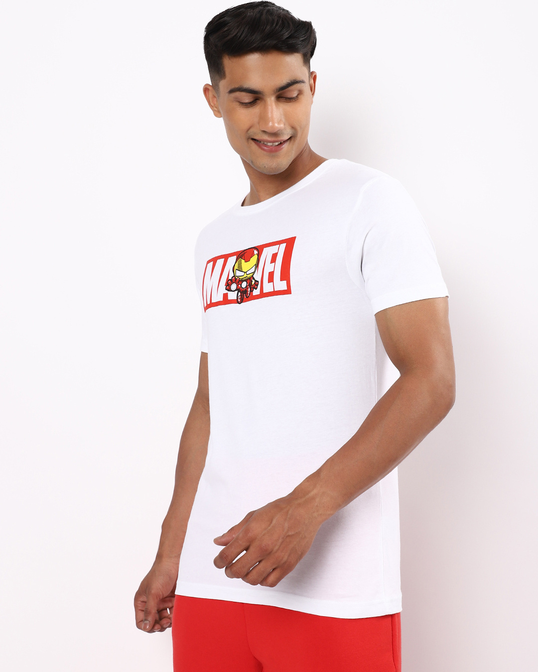Shop Men's White Marvel Typography T-shirt-Back