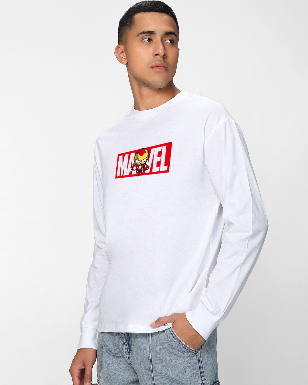 Shop Men's White Marvelous Ironman Graphic Printed Oversized T-shirt-Back