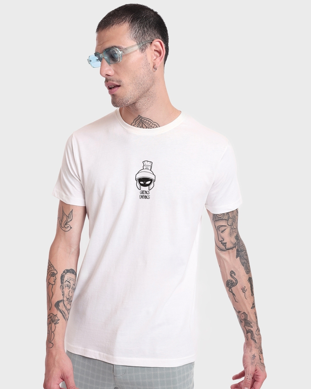 Shop Men's White Marvin Graphic Printed T-shirt-Back