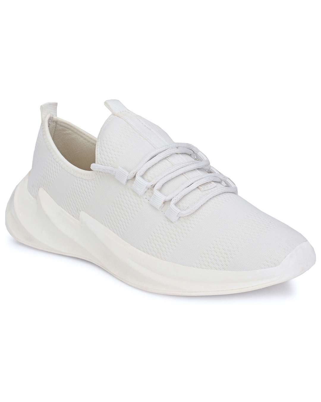 Shop Men's White Mesh Lace-Ups Sneakers-Back