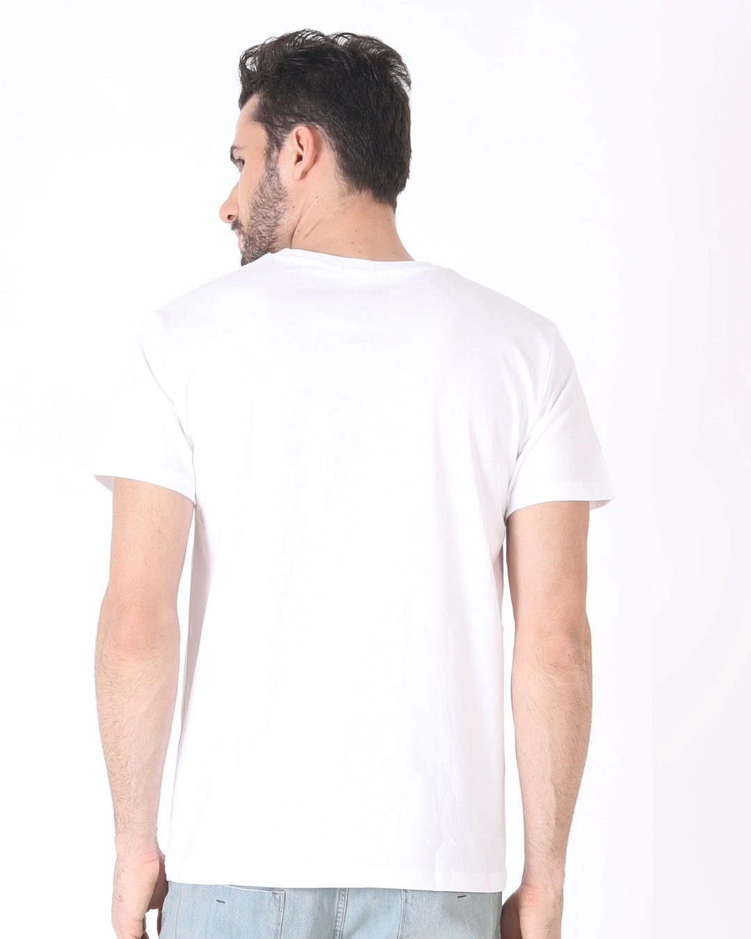 Shop Men's White Mickey Wink Graphic Printed T-shirt-Back