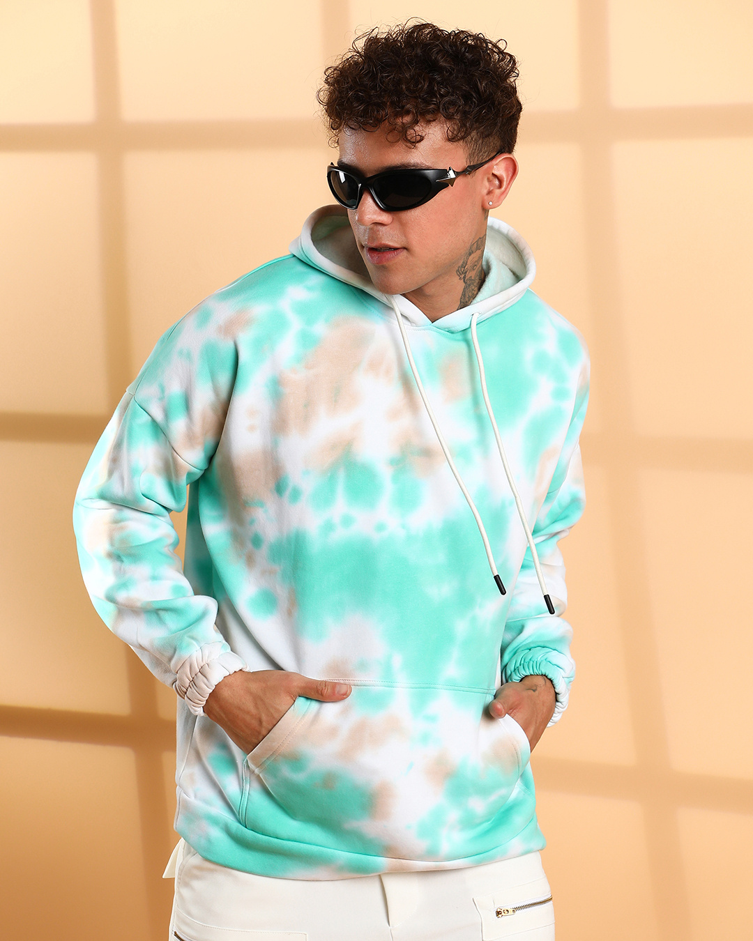 Lime Green Tie Dye Men's Sweatshirt