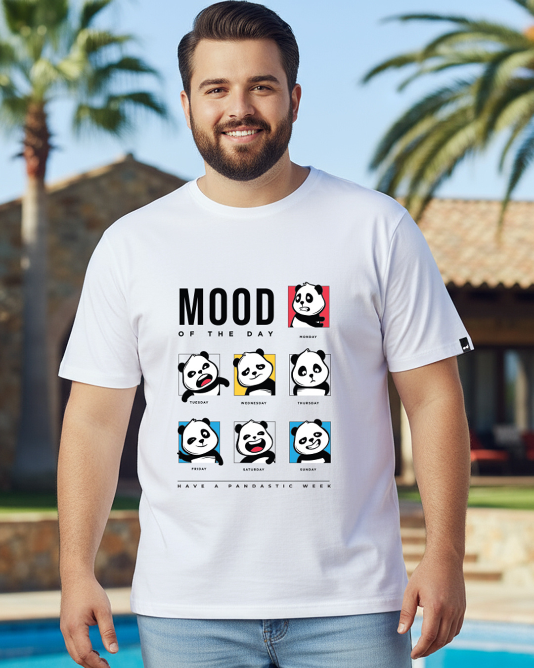 Buy Men's White MOTD Panda Graphic Printed Plus Size T-shirt Online at ...