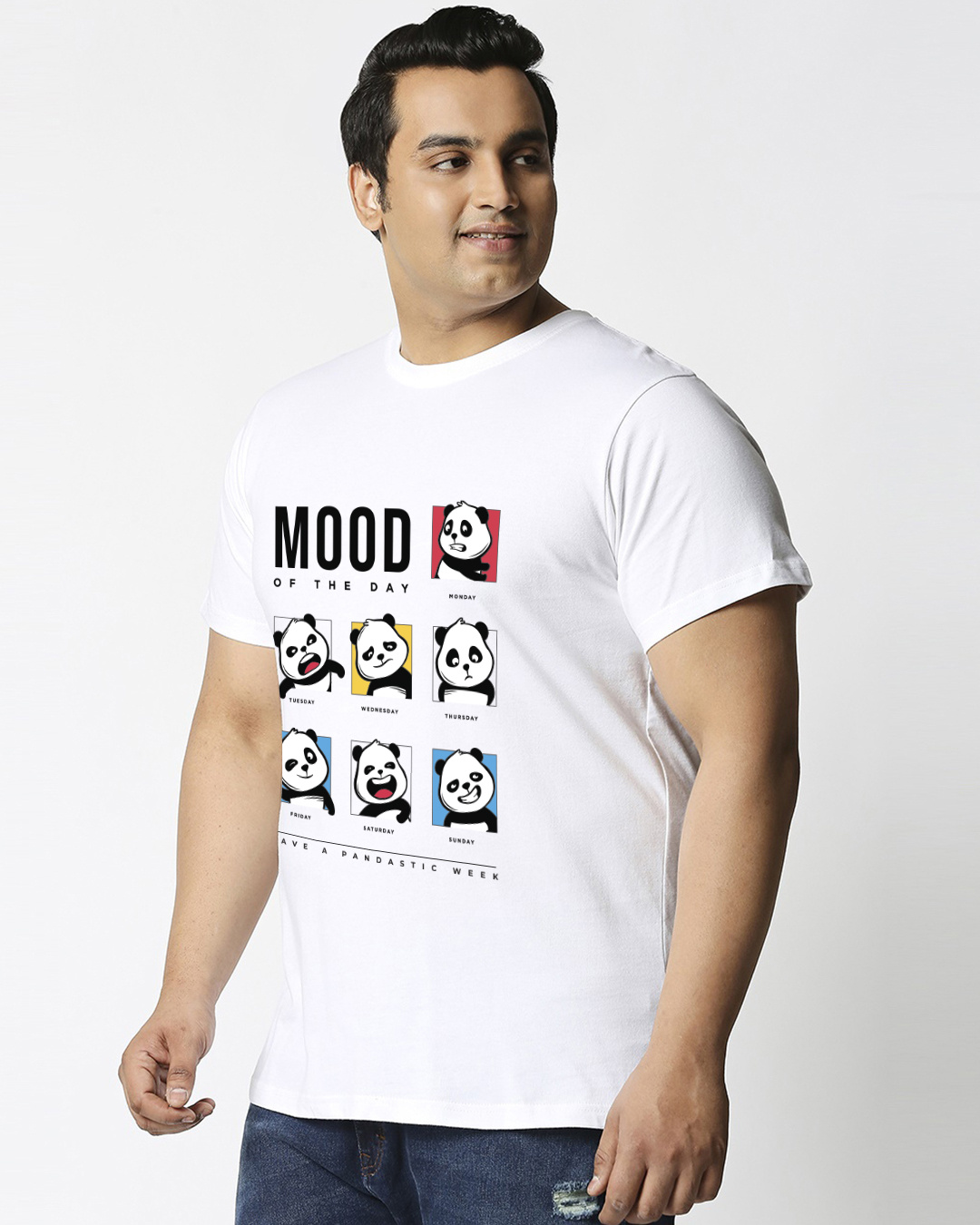 Shop Men's White MOTD Panda Graphic Printed Plus Size T-shirt-Back