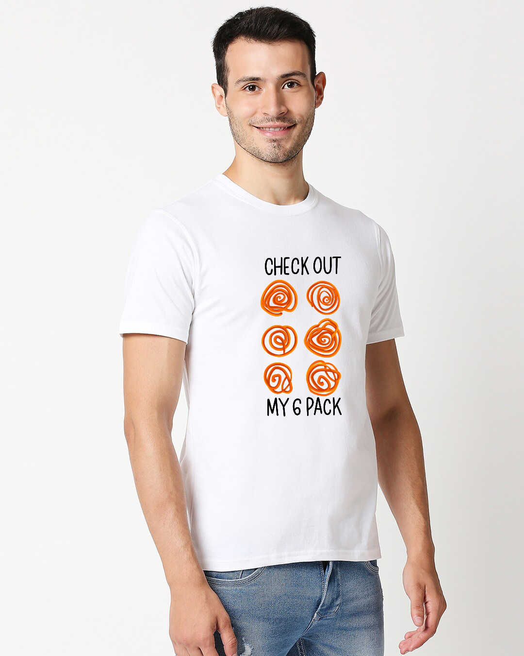 Shop Men's White My Six Pack Printed T-shirt-Back