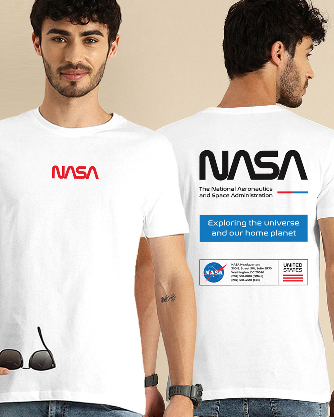 Buy Men's Black NASA Astronaut Graphic Printed Oversized Plus Size T