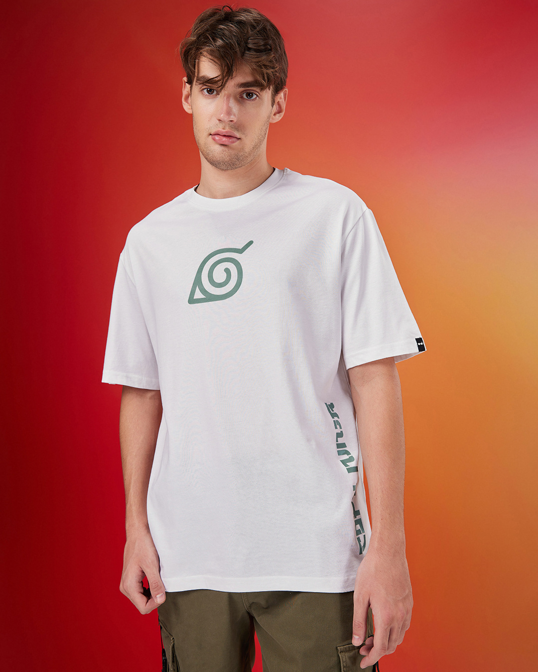 Shop Men's White Ninja Kakashi Graphic Printed Oversized T-shirt-Back