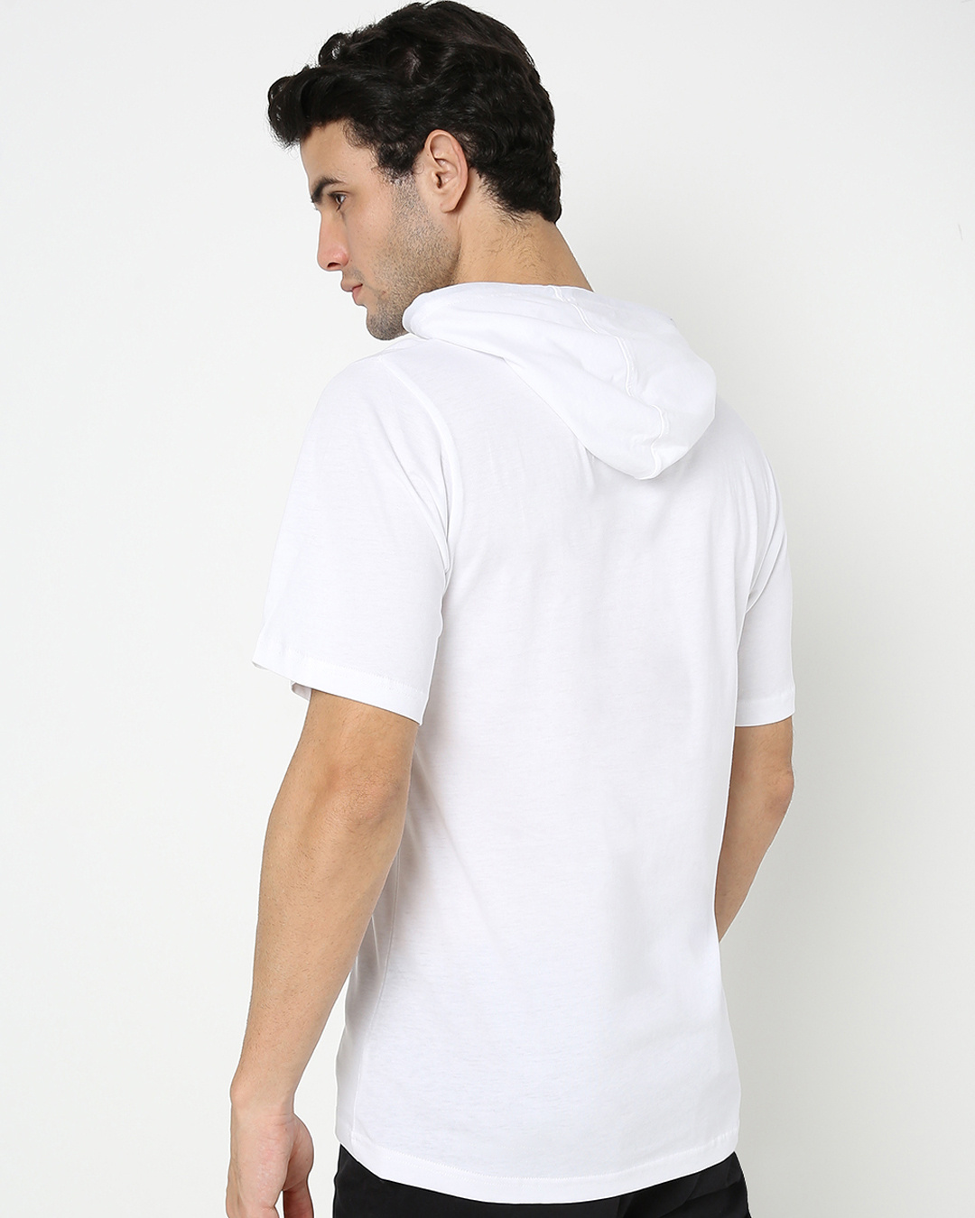Shop Men's White Liste Typography Oversized Hoodie T-shirt-Back