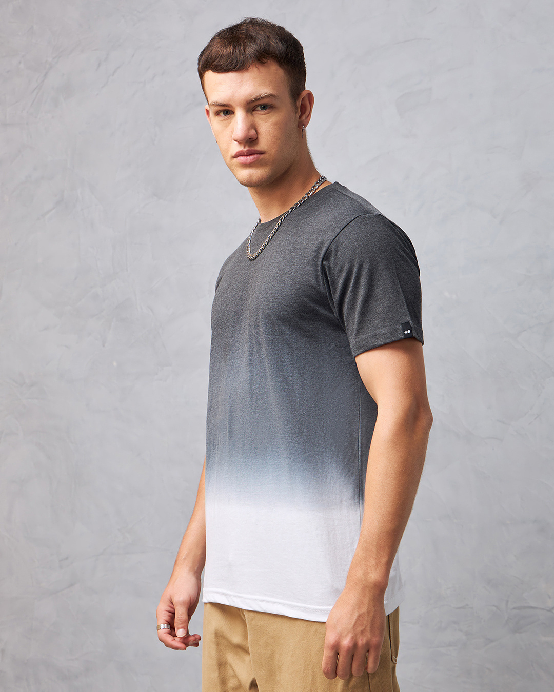 Shop Men's Grey & White Ombre T-shirt-Back