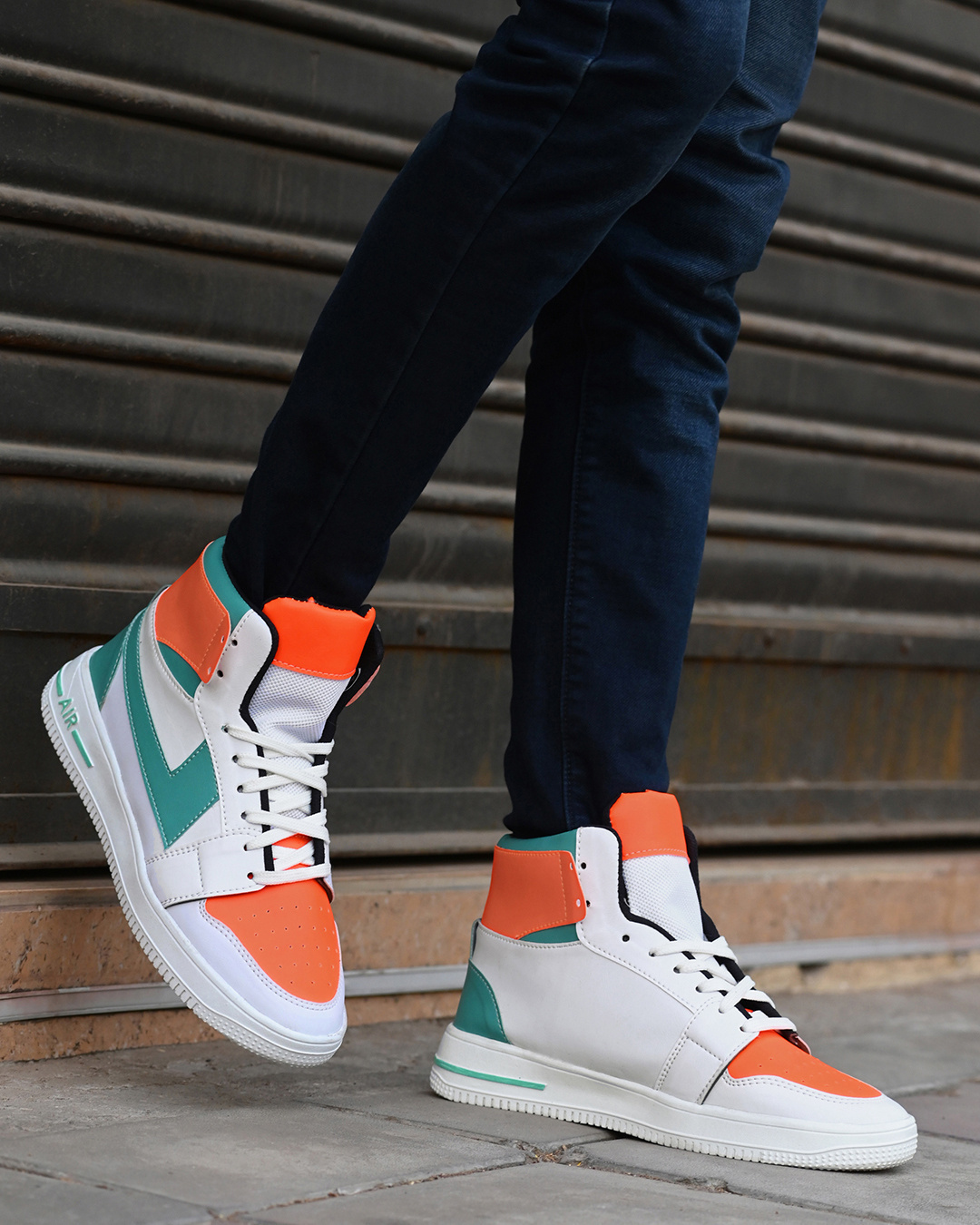 Shop Men's White & Orange Premium Sneakers-Back