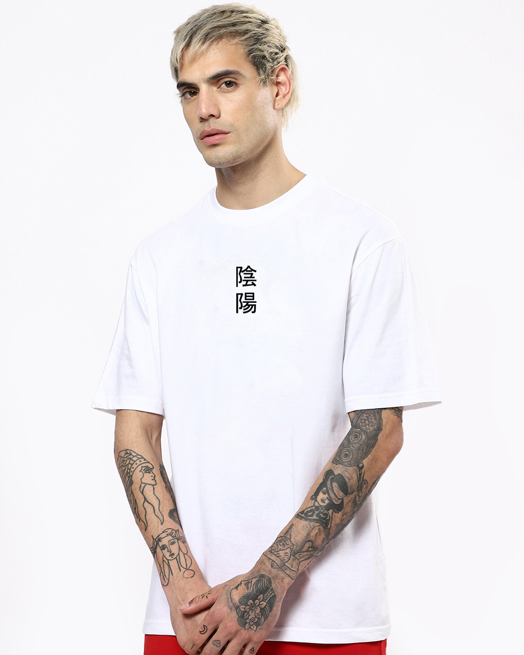 Shop Men's White Order in Chaos Graphic Printed Oversized T-shirt-Back
