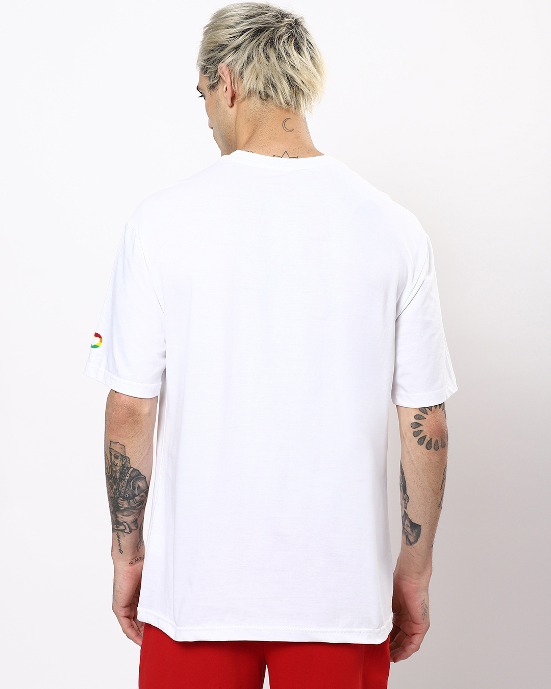 Shop Men's White Out Loud & Proud Graphic Printed Oversized T-shirt-Back