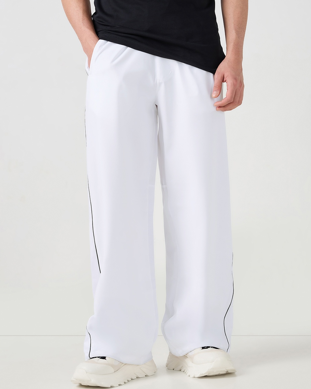 Shop Men's White Oversized Parachute Pants-Back