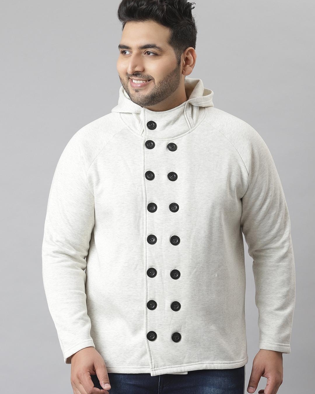 Buy Men's White Plus Size Hooded Jacket Online at Bewakoof