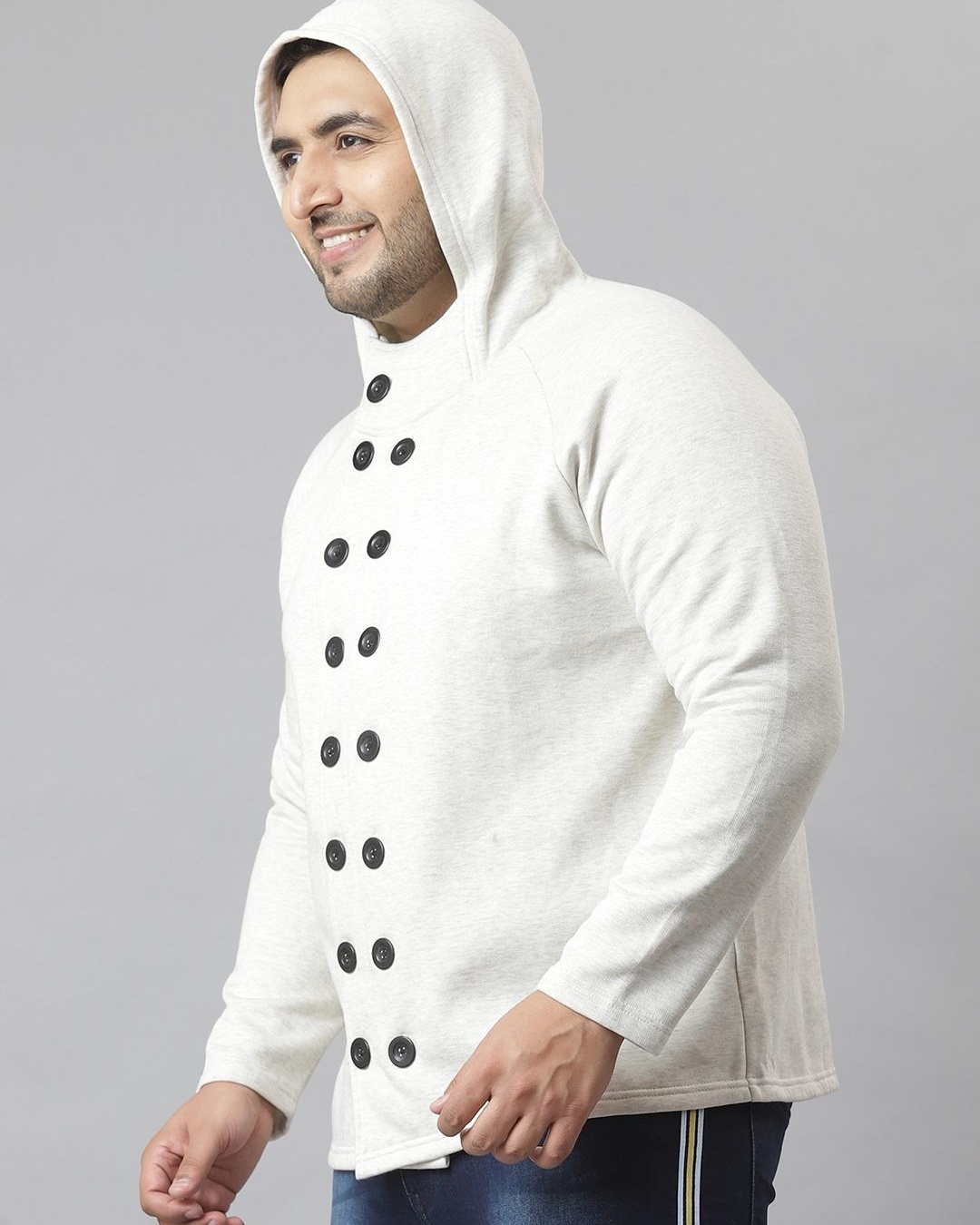 Buy Men's White Plus Size Hooded Jacket Online at Bewakoof