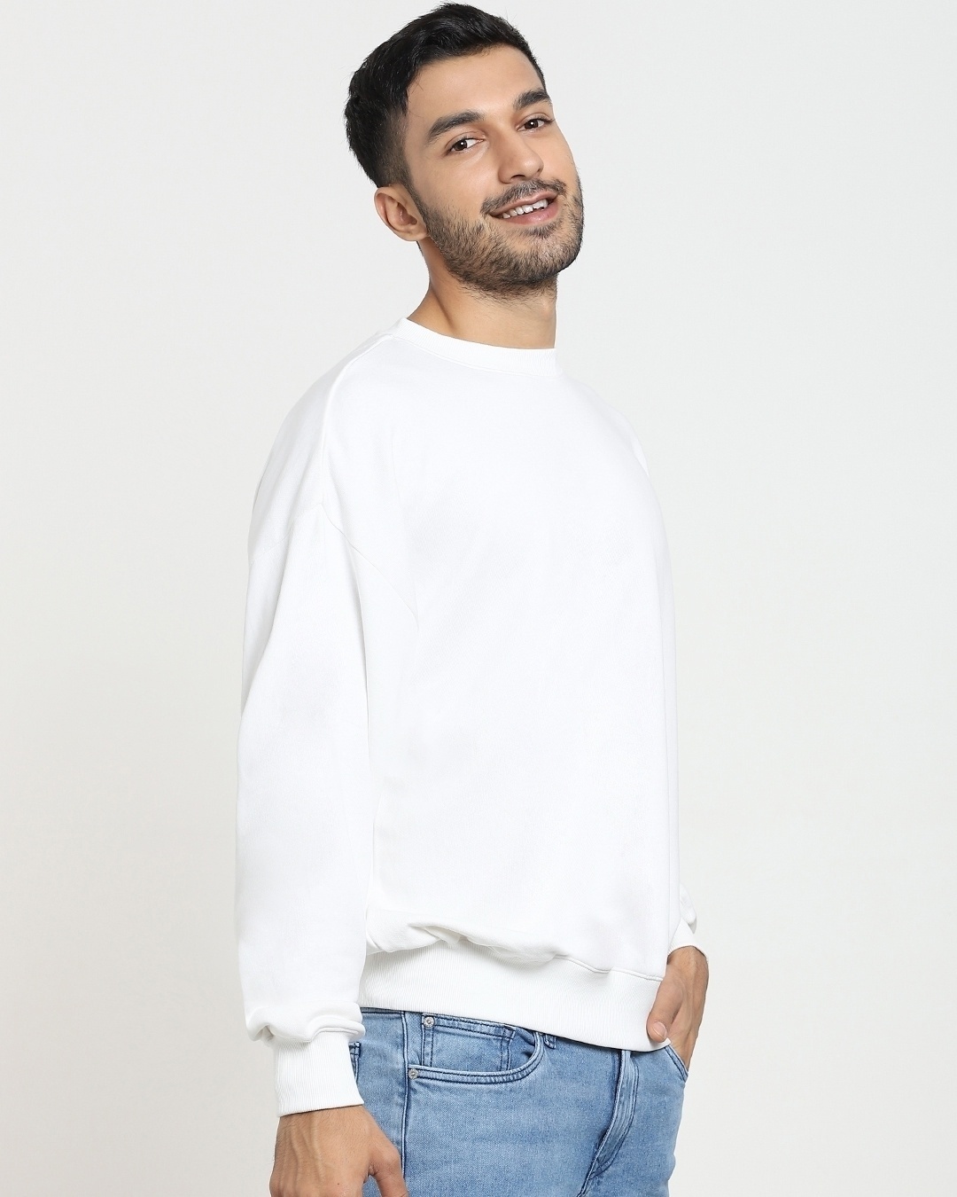 Shop Men's White Oversized Sweatshirt-Back