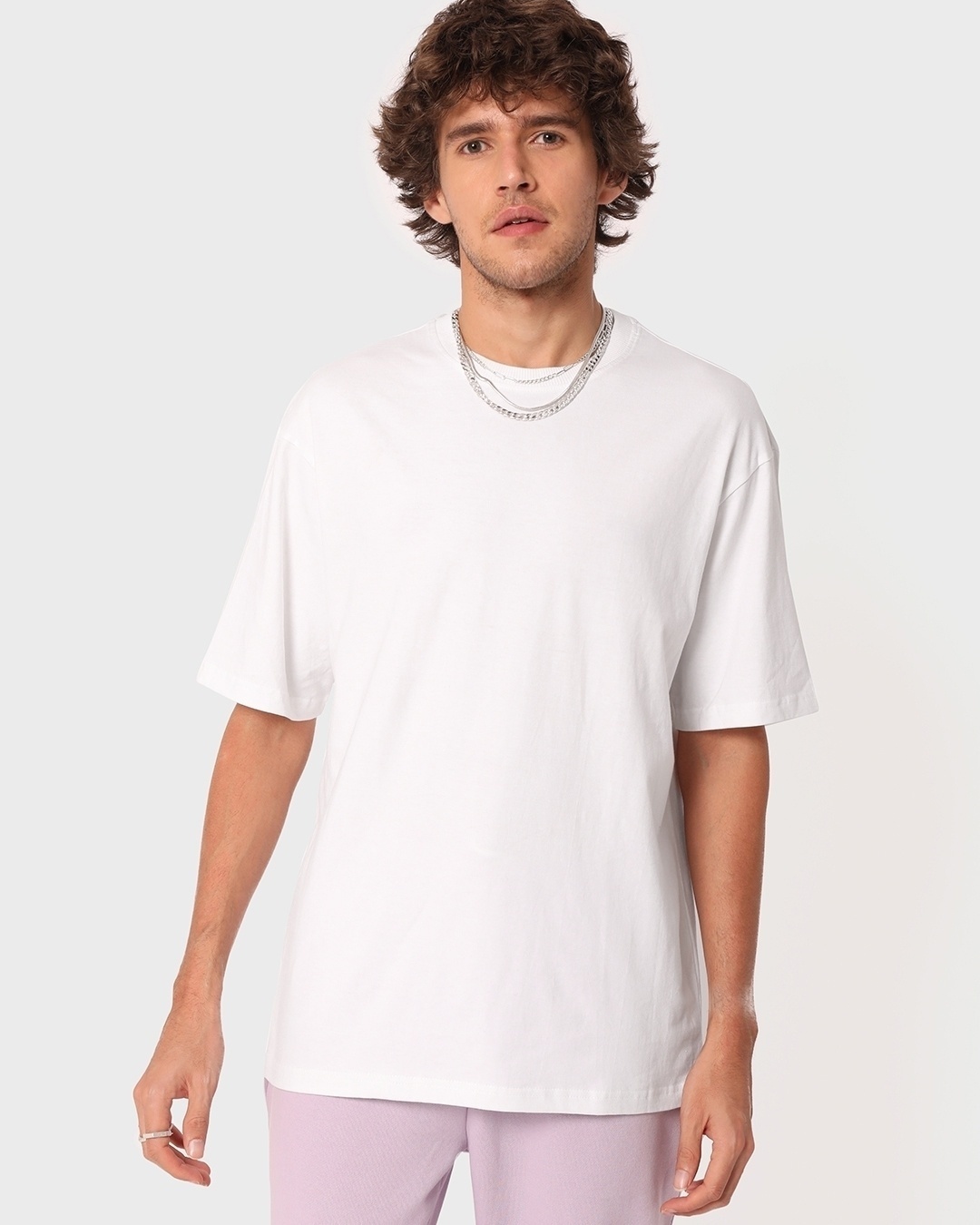 Shop Men's White Oversized T-shirt-Back