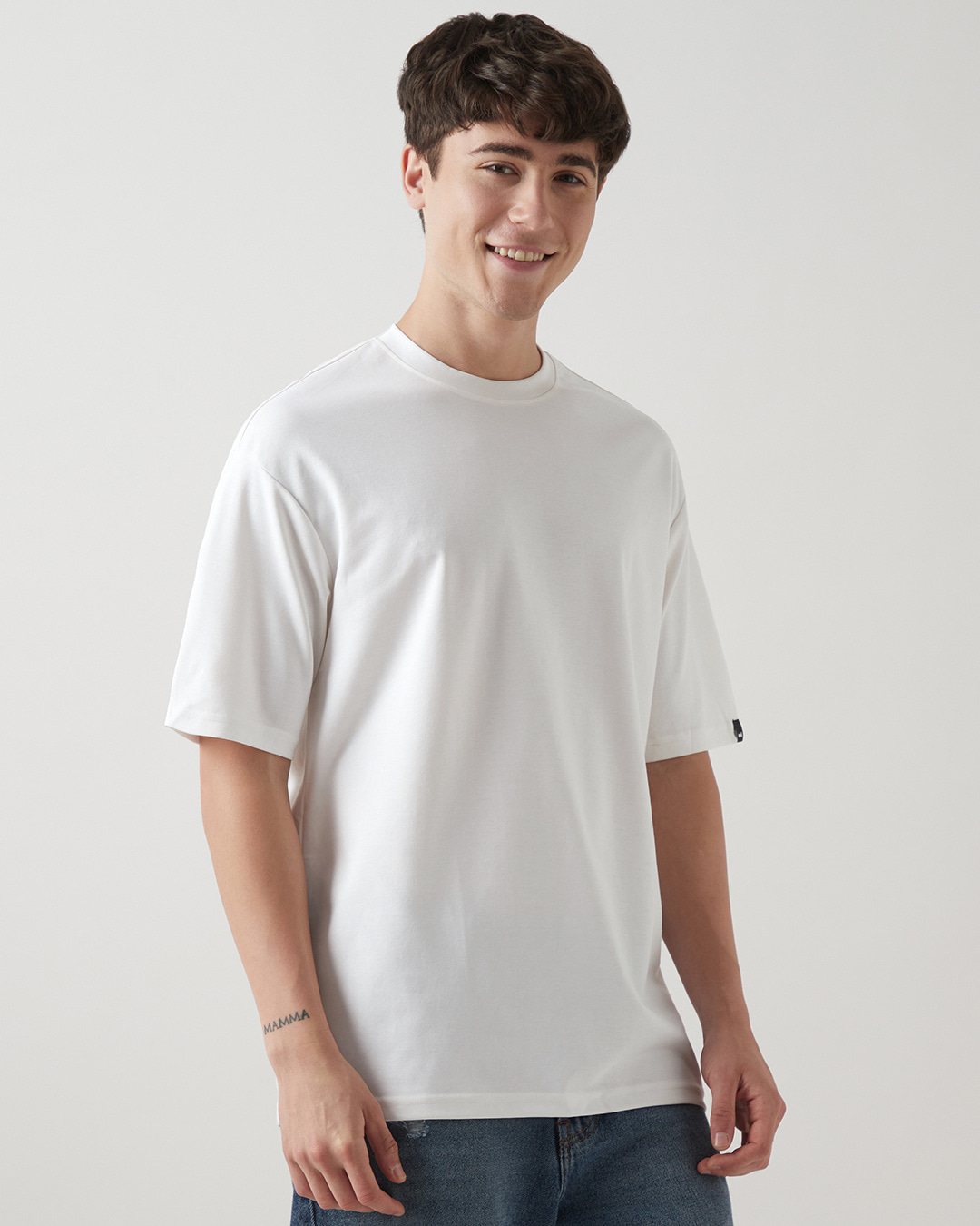 Shop Men's White Oversized T-shirt-Back