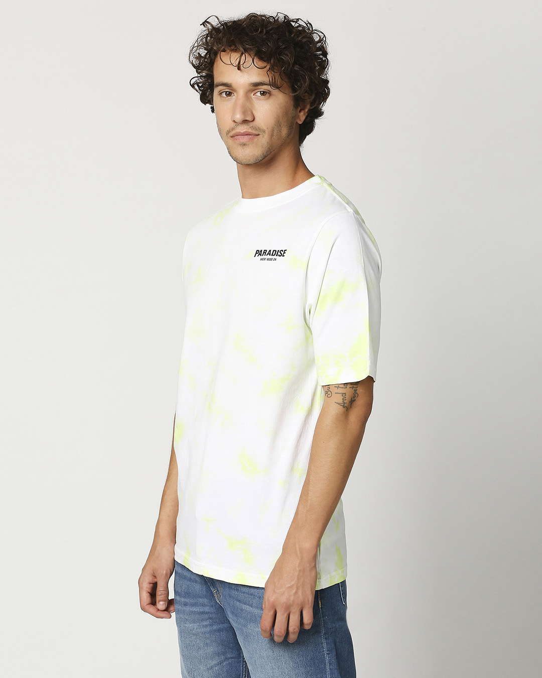 Shop Men's White Paradise Tie & Dye Oversized T-shirt-Back