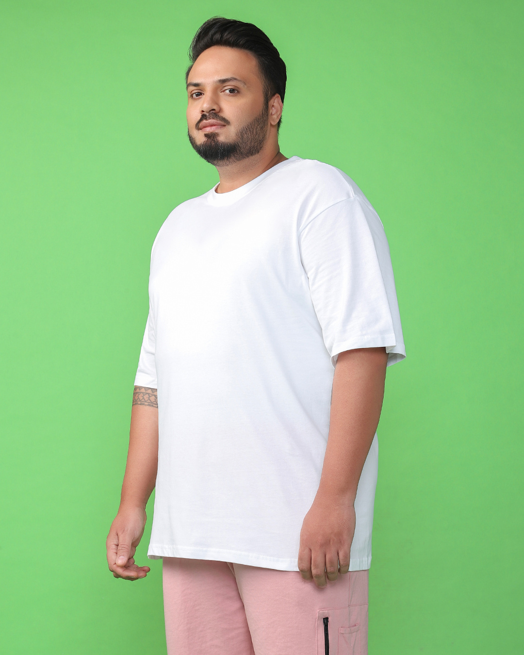 Shop Men's White Plus Size Oversized T-shirt-Back