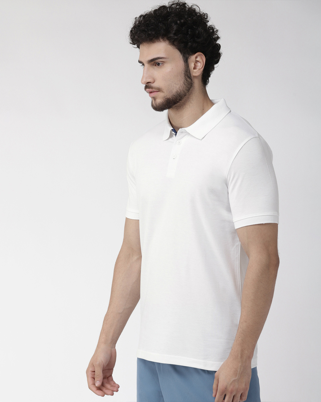 Shop Men's White Polo Slim Fit T-shirt-Back