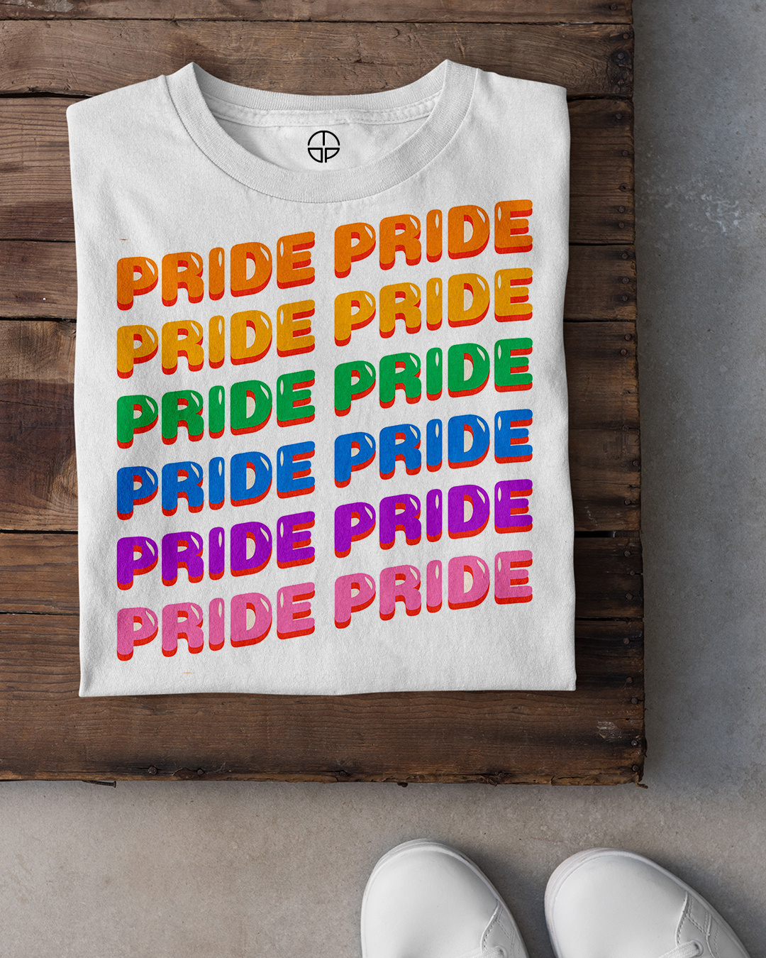 Shop Men's White Pride Pride Pride Typography T-shirt-Back