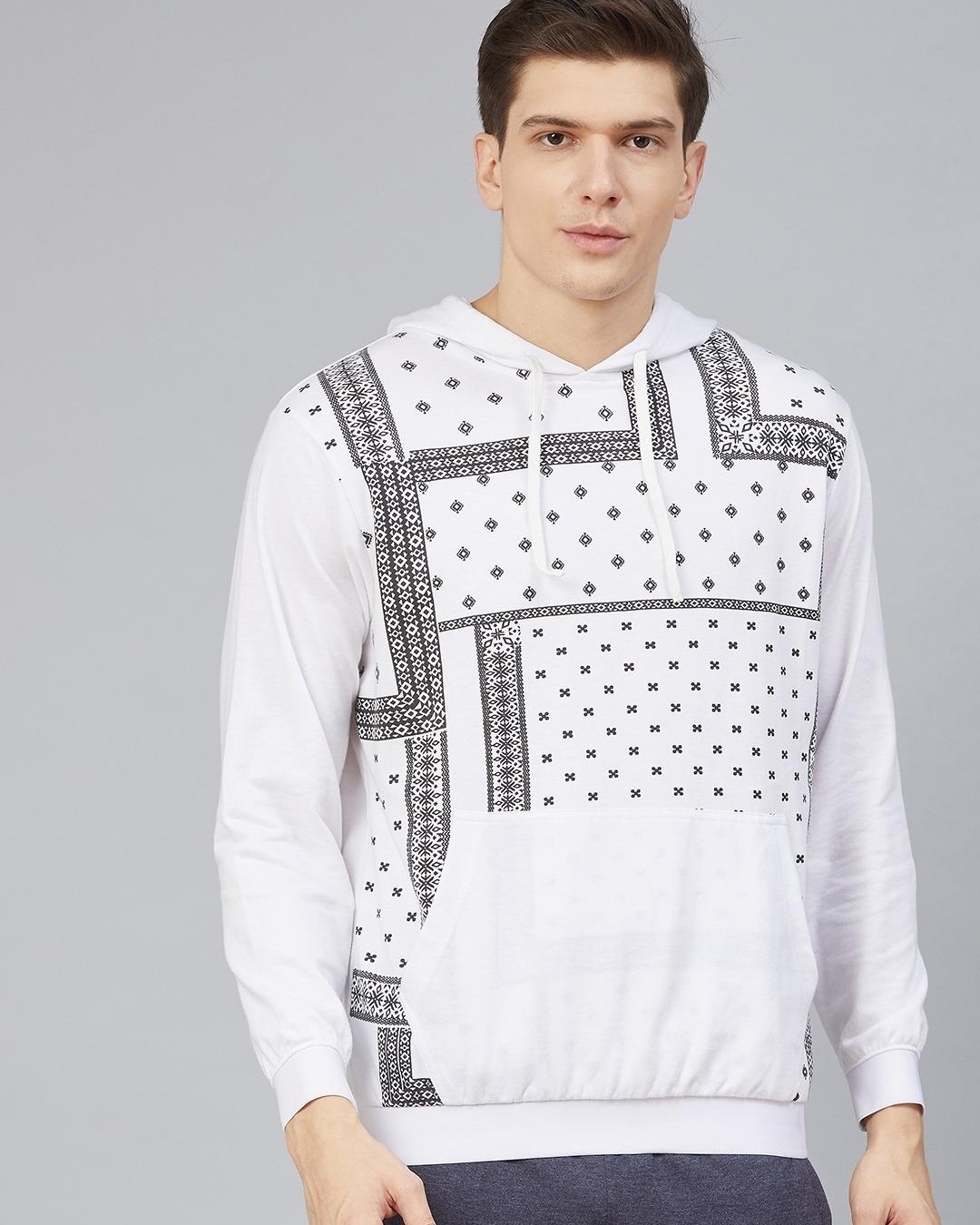 White printed hoodie mens Clearance