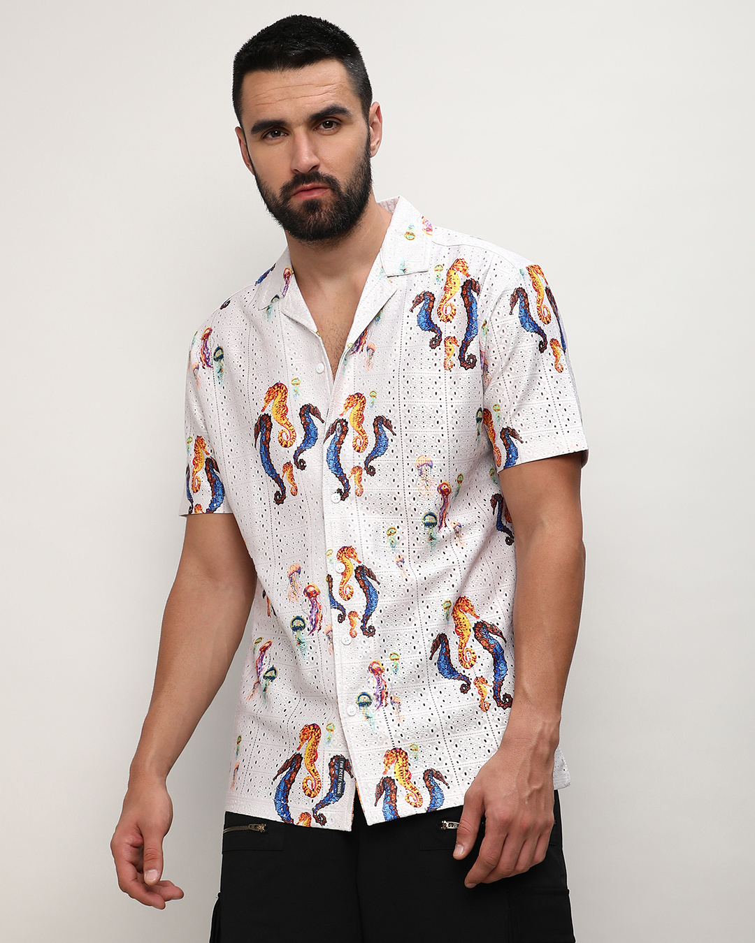 Buy Men's White All Over Printed Shirt Online At Bewakoof