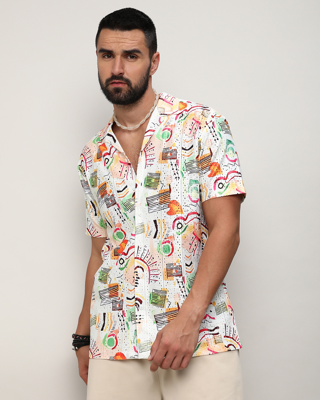 Buy Men's White All Over Printed Shirt Online at Bewakoof